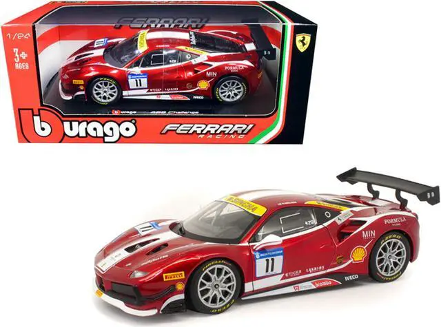 Alt view image 3 of 4 - Ferrari 488 Challenge #11 Candy Red with White Stripes "Ferrari Racing" 1/24 Diecast Model Car by Bburago