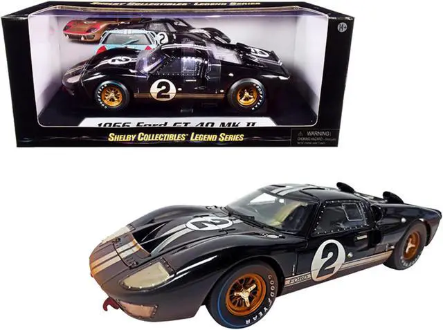 Alt view image 3 of 4 - 1966 Ford GT-40 MK II #2 Black with Silver Stripes After Race (Dirty Version) 1/18 Diecast Model Car by Shelby Collectibles