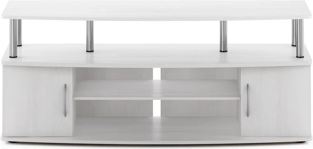 Alt view image 3 of 5 - Furinno JAYA Large Entertainment Center Hold up to 55-IN TV, White Oak, Stainless Steel Tubes