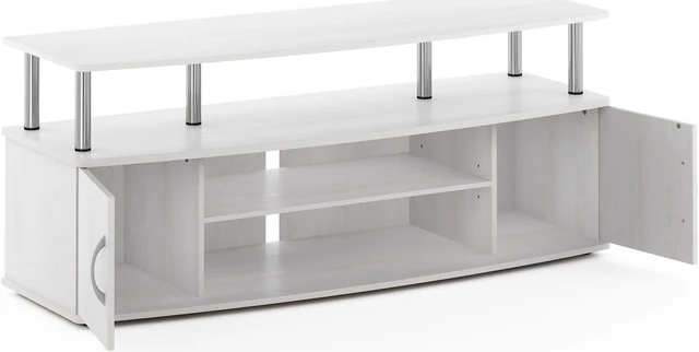 Alt view image 4 of 5 - Furinno JAYA Large Entertainment Center Hold up to 55-IN TV, White Oak, Stainless Steel Tubes