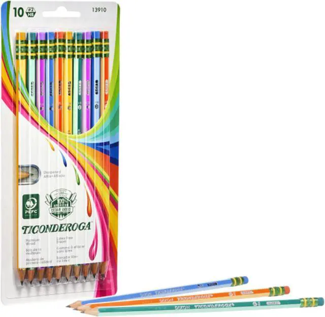 Alt view image 7 of 8 - Dixon Ticonderoga Wood-Cased Pencils, #2 HB, Presharpened, Striped Barrels, Box of 10 (13910)