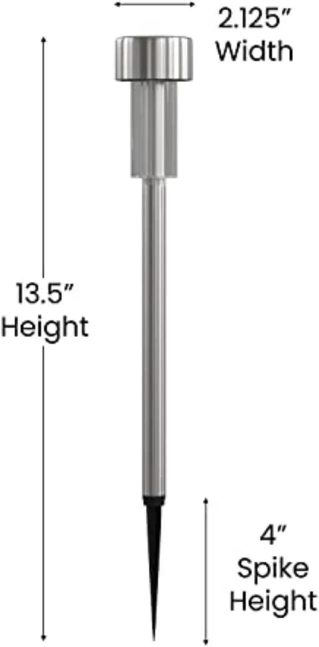 Alt view image 5 of 13 - 12 Pack Stainless Steel LED Solar Lights, Weather Resistant Outdoor Solar Powered Lights for Pathway, Garden, & Yard