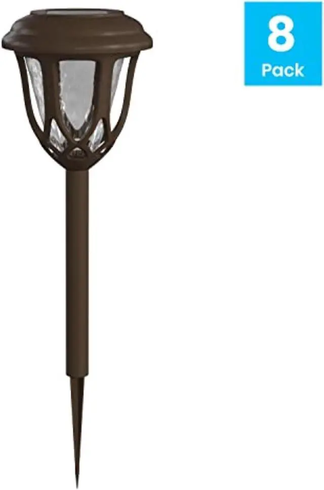 Alt view image 8 of 13 - 8 Pack Brown Tulip Design LED Solar Lights Weather Resistant Outdoor Solar Powered Lights for Pathway, Garden, & Yard