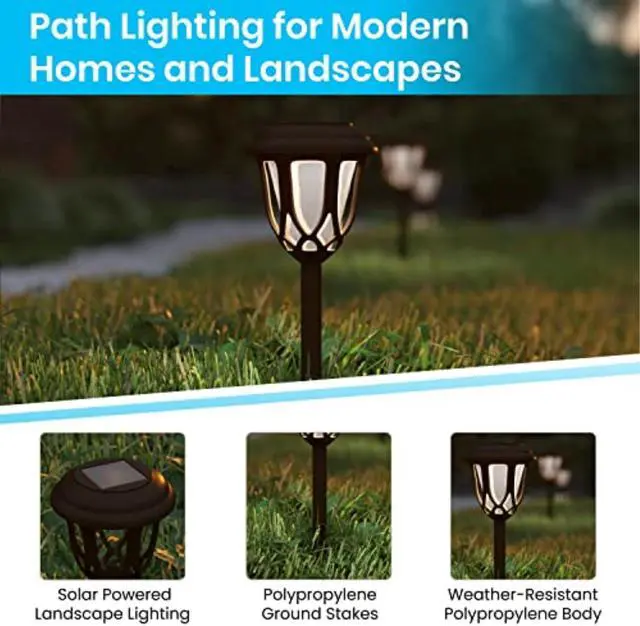Alt view image 11 of 13 - 8 Pack Brown Tulip Design LED Solar Lights Weather Resistant Outdoor Solar Powered Lights for Pathway, Garden, & Yard