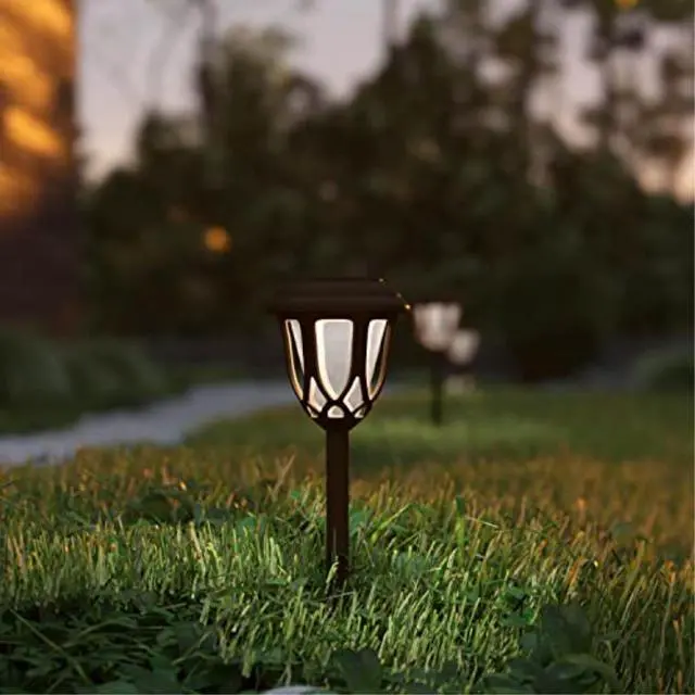 Alt view image 13 of 13 - 8 Pack Brown Tulip Design LED Solar Lights Weather Resistant Outdoor Solar Powered Lights for Pathway, Garden, & Yard