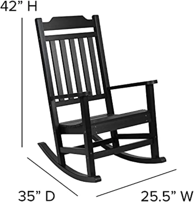 Alt view image 5 of 20 - Set of 2 Winston All-Weather Poly Resin Rocking Chairs with Accent Side Table in Black