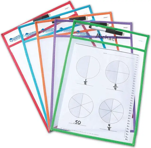 Alt view image 6 of 13 - LEARNING RESOURCES WRITE & WIPE POCKETS W/MARKERS 5/PK