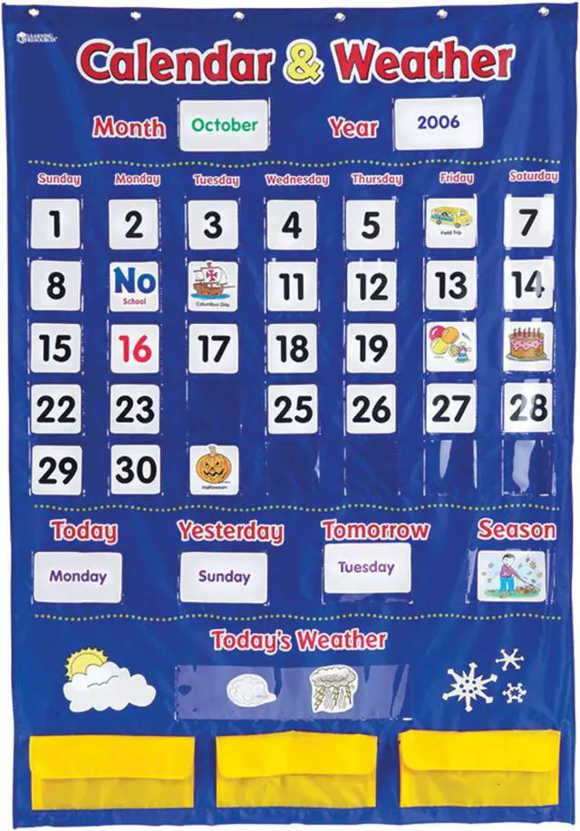 Alt view image 14 of 16 - LEARNING RESOURCES CALENDAR AND WEATHER POCKET CHART