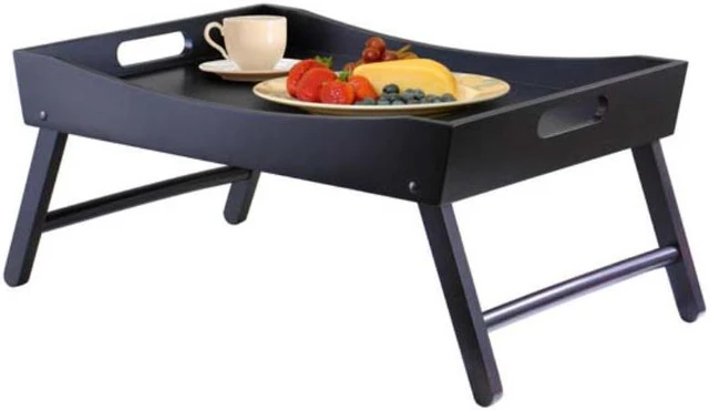 Alt view image 7 of 11 - Winsome 92022 Benito Bed Tray with Curved Top Foldable Legs- Espresso