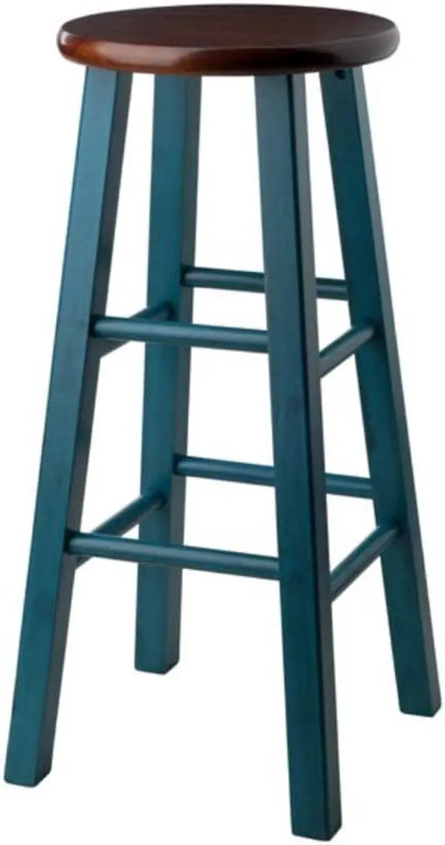 Alt view image 6 of 7 - Ivy 29" Bar Stool Rustic Teal w/ Walnut Seat 62230