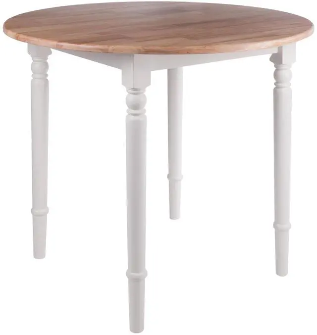 Alt view image 14 of 14 - Sorella Round Drop Leaf Table Natural/White Finish 53036