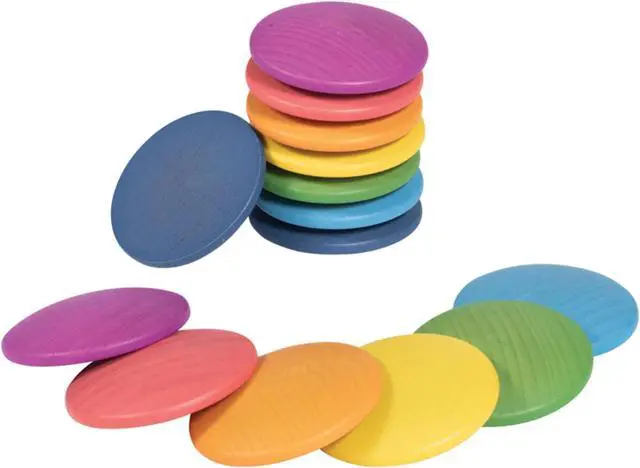 Main image of Rainbow Wooden Discs, 14-Piece Set