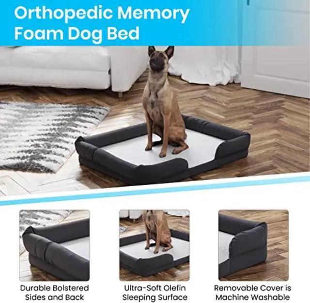 Alt view image 3 of 13 - Orthopedic Comfy Memory Foam Joint Relief Bolster Dog Bed for Dogs up to 44 LBS. - Removable & Washable Cover, Non-Slip Bottom