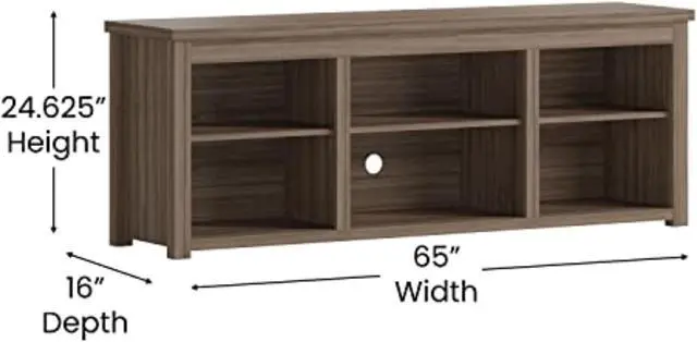 Alt view image 3 of 12 - Kilead Farmhouse TV Stand up to 80" TVs - 65" Engineered Wood Framed Media Console with Open Storage in Gray Wash Oak Finish