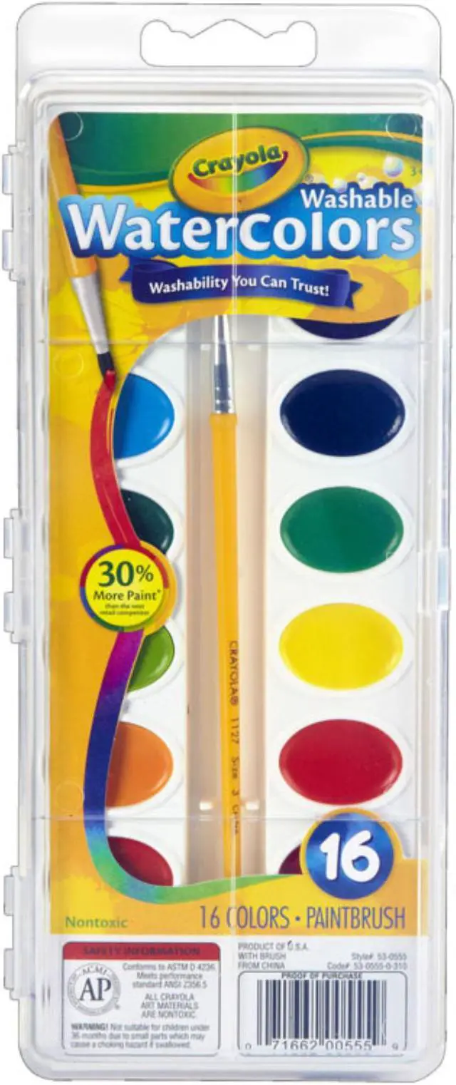 Alt view image 11 of 20 - Binney & Smith 530555 Washable Watercolor Paint  16 Assorted Colors per Pack