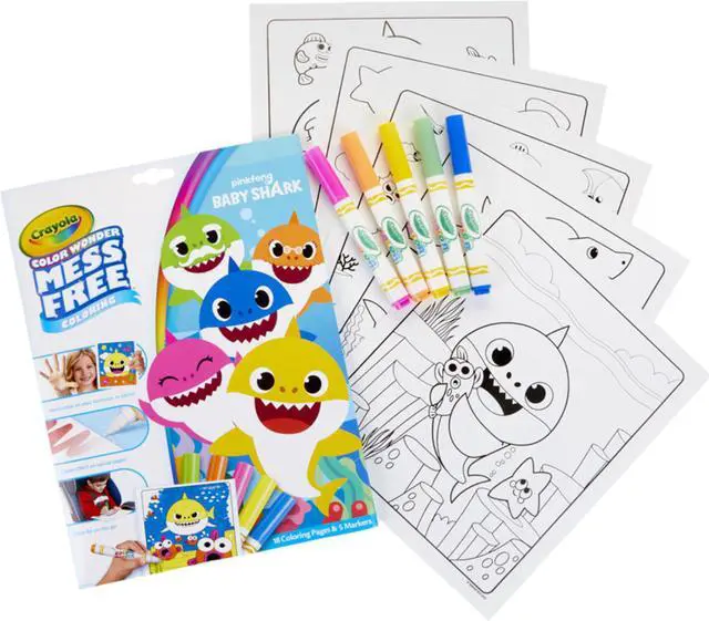 Alt view image 6 of 16 - Crayola Baby Shark Wonder Pages Mess Free Coloring Gift, Kids Indoor Activities at Home