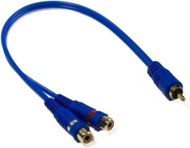 Alt view image 3 of 5 - Stinger Rca Y 2f-1m Blue Interconnect