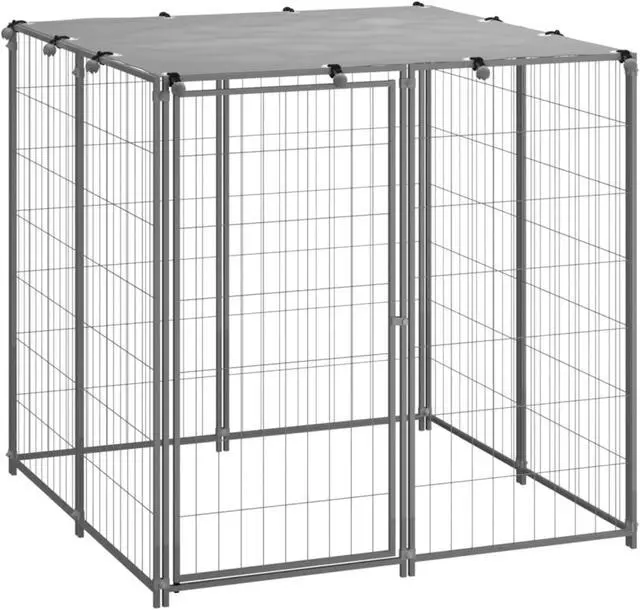Alt view image 2 of 13 - vidaXL Dog Kennel Silver 43.3"x43.3"x43.3" Steel