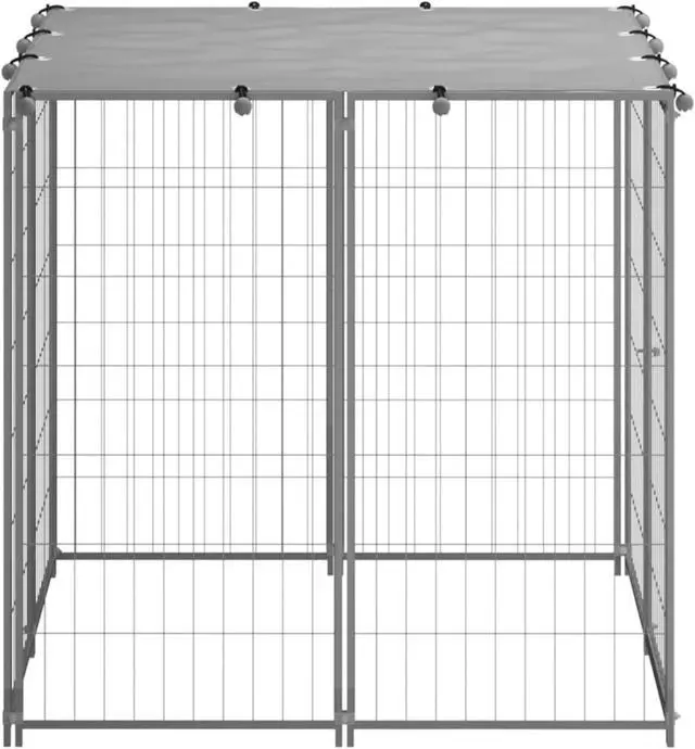 Alt view image 3 of 13 - vidaXL Dog Kennel Silver 43.3"x43.3"x43.3" Steel
