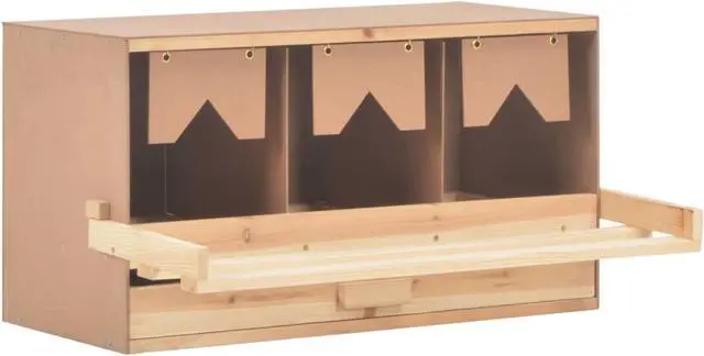 Alt view image 6 of 11 - vidaXL Chicken Laying Nest 3 Compartments 28.3"x13"x15" Solid Pine Wood