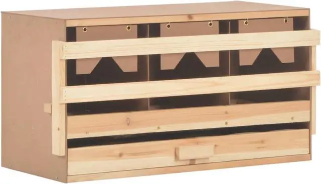 Alt view image 8 of 11 - vidaXL Chicken Laying Nest 3 Compartments 28.3"x13"x15" Solid Pine Wood