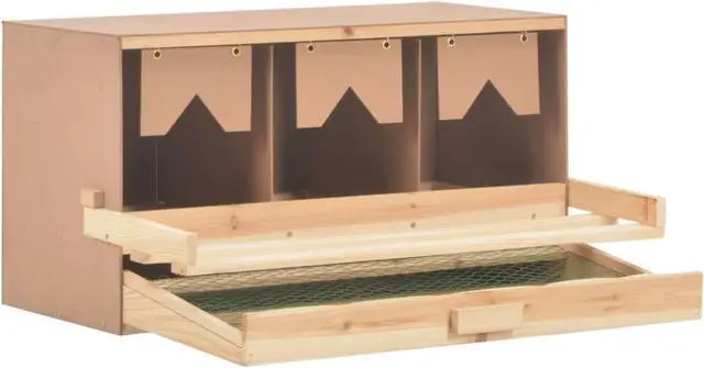 Alt view image 10 of 11 - vidaXL Chicken Laying Nest 3 Compartments 28.3"x13"x15" Solid Pine Wood