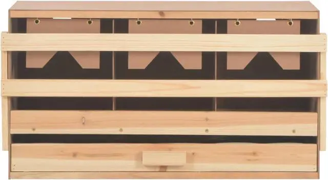 Alt view image 11 of 11 - vidaXL Chicken Laying Nest 3 Compartments 28.3"x13"x15" Solid Pine Wood