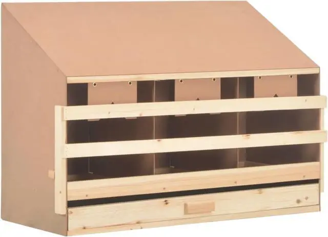 Alt view image 8 of 11 - vidaXL Chicken Laying Nest 3 Compartments 36.6"x15.7"x25.6" Solid Pine Wood