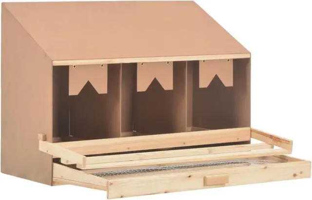 Alt view image 9 of 11 - vidaXL Chicken Laying Nest 3 Compartments 36.6"x15.7"x25.6" Solid Pine Wood