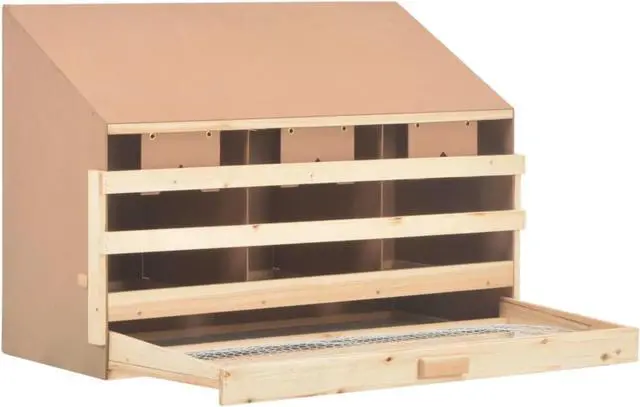 Alt view image 10 of 11 - vidaXL Chicken Laying Nest 3 Compartments 36.6"x15.7"x25.6" Solid Pine Wood