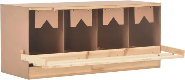 Alt view image 9 of 11 - vidaXL Chicken Laying Nest 4 Compartments 41.7"x15.7"x17.7" Solid Pine Wood