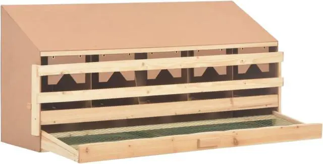Alt view image 7 of 10 - vidaXL Chicken Laying Nest 5 Compartments 46.1"x13"x15" Solid Pine Wood