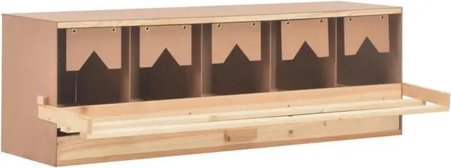 Alt view image 10 of 10 - vidaXL Chicken Laying Nest 5 Compartments 46.1"x13"x15" Solid Pine Wood