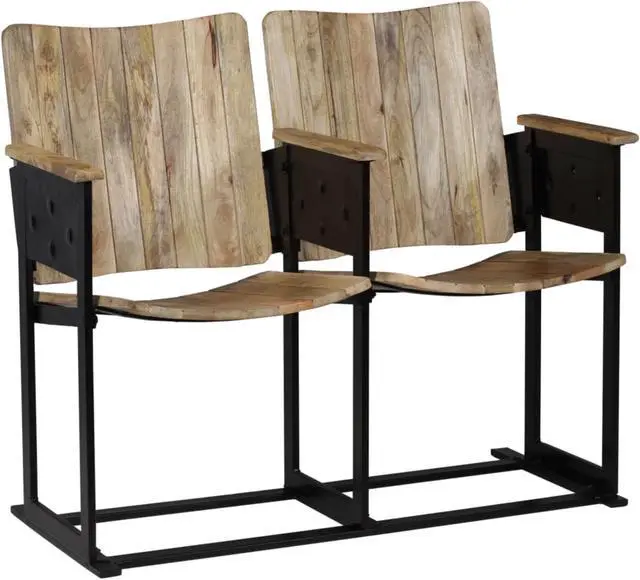 Alt view image 3 of 15 - vidaXL 2-Seater Bench Solid Mango Wood and Steel