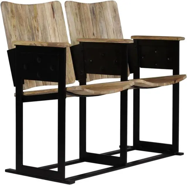 Alt view image 4 of 15 - vidaXL 2-Seater Bench Solid Mango Wood and Steel