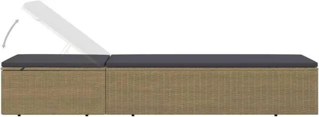 Alt view image 6 of 13 - vidaXL Sunlounger Poly Rattan Brown and Dark Gray