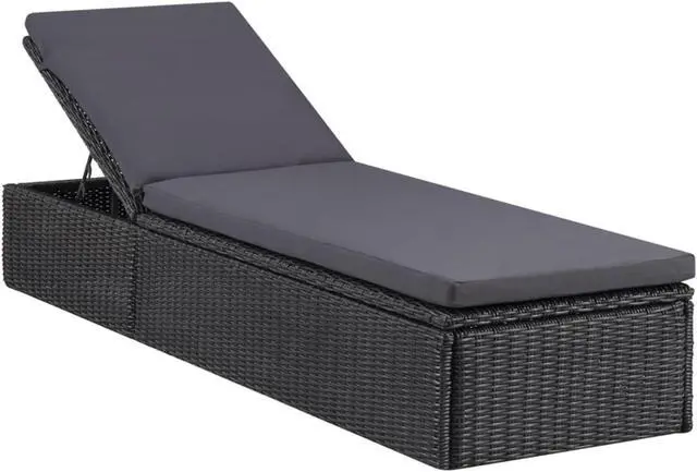 Alt view image 2 of 11 - vidaXL Sunlounger Poly Rattan Black and Dark Gray