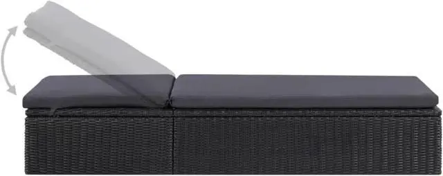 Alt view image 3 of 11 - vidaXL Sunlounger Poly Rattan Black and Dark Gray