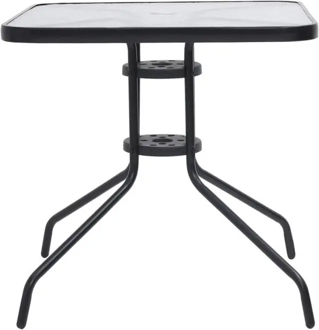 Alt view image 4 of 18 - vidaXL Patio Table Outdoor Dining Garden Table for Front Porch Black Steel