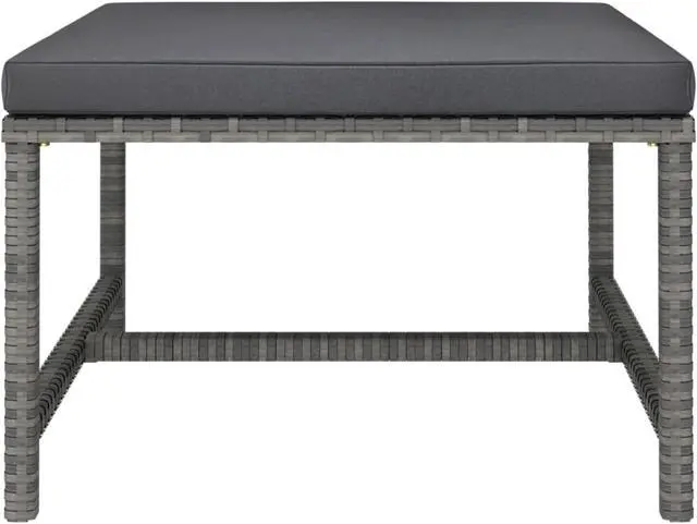 Alt view image 5 of 14 - vidaXL 3 Piece Patio Sofa Set with Cushions Gray Poly Rattan