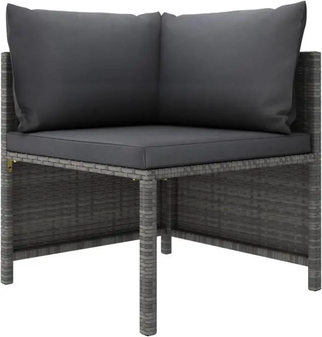 Alt view image 2 of 15 - vidaXL 4-Seater Patio Sofa with Cushions Gray Poly Rattan