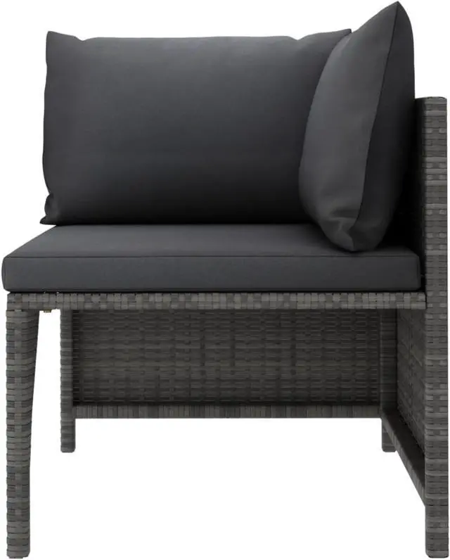 Alt view image 3 of 15 - vidaXL 4-Seater Patio Sofa with Cushions Gray Poly Rattan