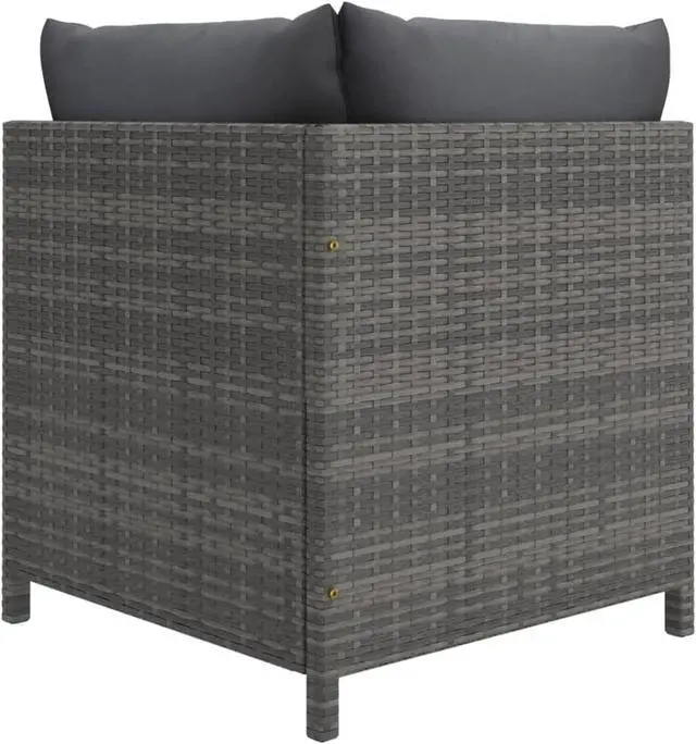 Alt view image 4 of 15 - vidaXL 4-Seater Patio Sofa with Cushions Gray Poly Rattan