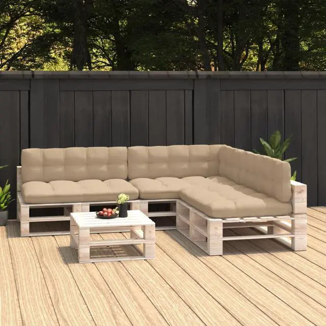 Alt view image 9 of 17 - vidaXL 7x Pallet Sofa Cushions Beige Indoor Outdoor Sofa Seat Chair Cushion