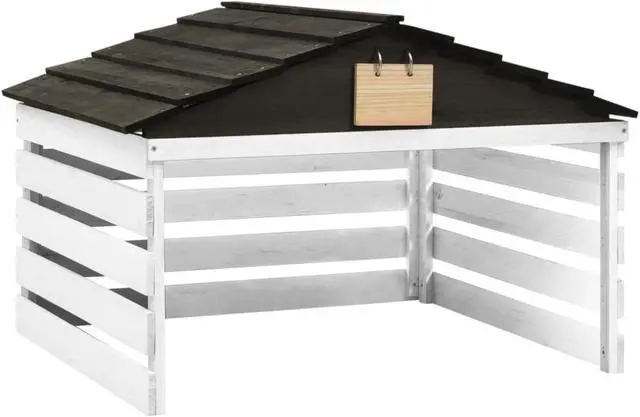 Alt view image 2 of 12 - vidaXL Robotic Lawn Mower Garage Black and White 30.7"x29.1"x21.3" Firwood