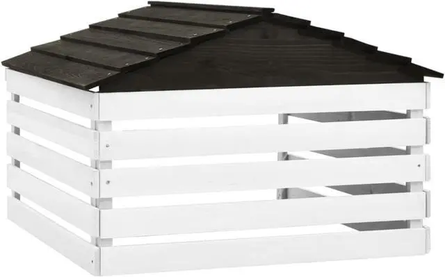 Alt view image 4 of 12 - vidaXL Robotic Lawn Mower Garage Black and White 30.7"x29.1"x21.3" Firwood