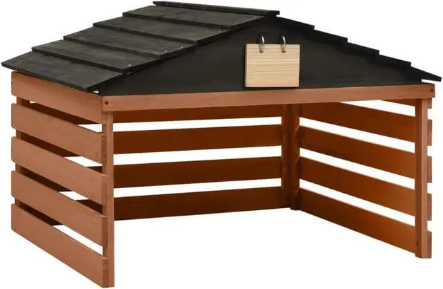 Alt view image 2 of 7 - vidaXL Robotic Lawn Mower Garage Black and Brown 30.7"x29.1"x21.3" Firwood