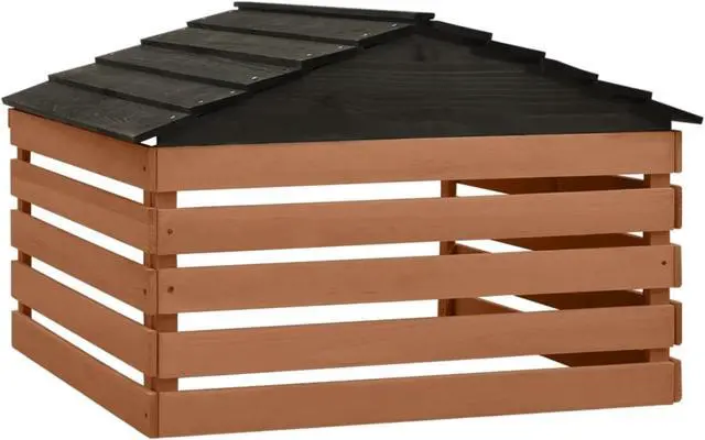 Alt view image 4 of 7 - vidaXL Robotic Lawn Mower Garage Black and Brown 30.7"x29.1"x21.3" Firwood