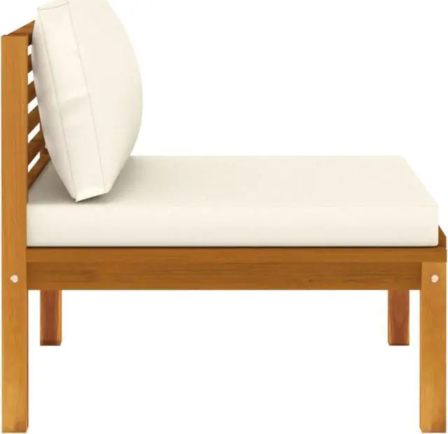 Alt view image 5 of 18 - vidaXL Sectional Middle Sofa with Cream White Cushion Acacia Wood