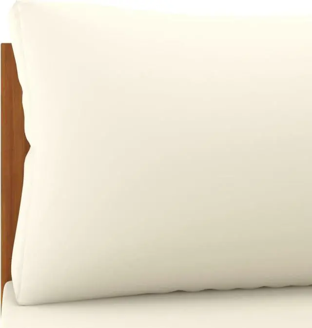 Alt view image 6 of 18 - vidaXL Sectional Middle Sofa with Cream White Cushion Acacia Wood